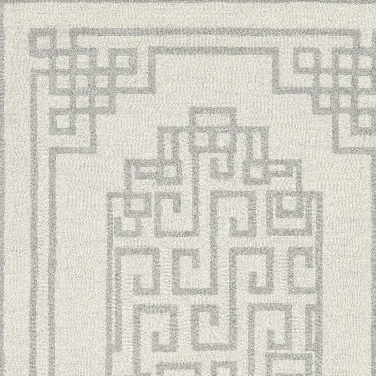 9' X 12' Ivory And Gray Wool Geometric Hand Tufted Area Rug