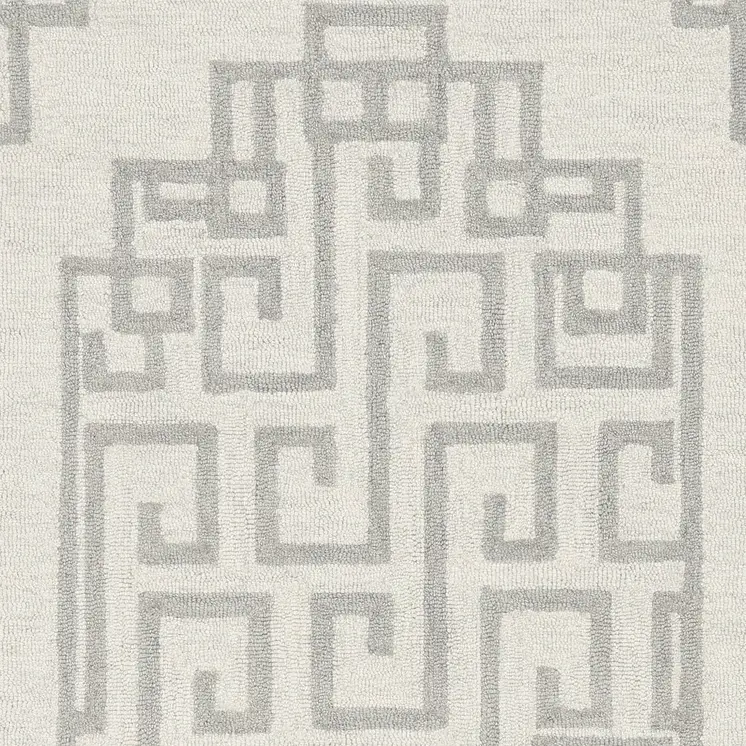 9' X 12' Ivory And Gray Wool Geometric Hand Tufted Area Rug