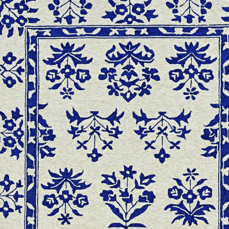 3' X 5' Blue Floral Indoor Outdoor Area Rug