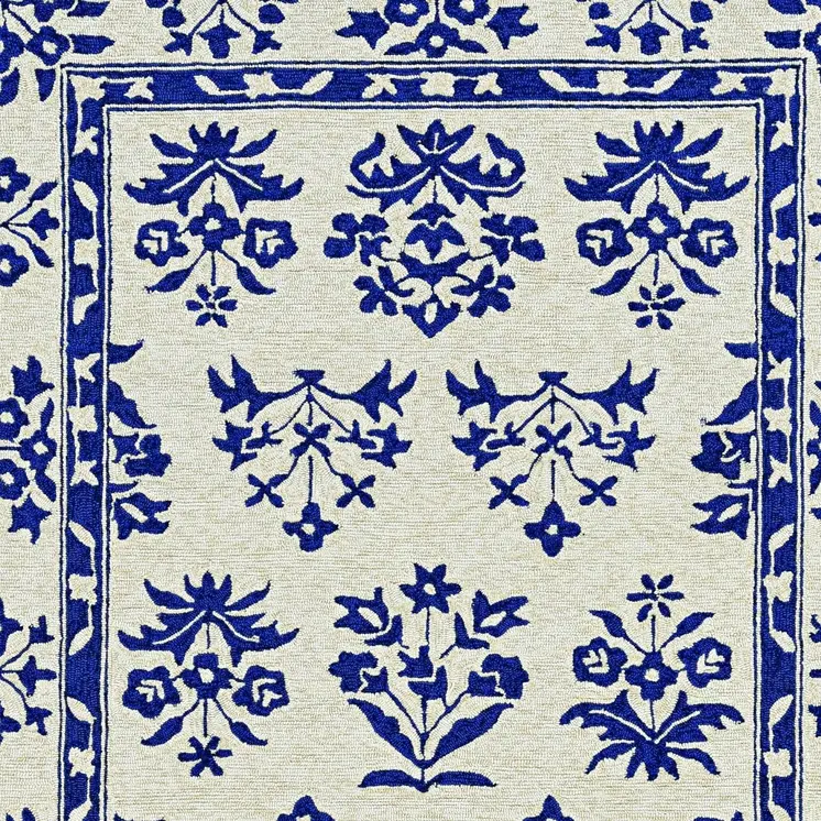 3' X 5' Blue Floral Indoor Outdoor Area Rug