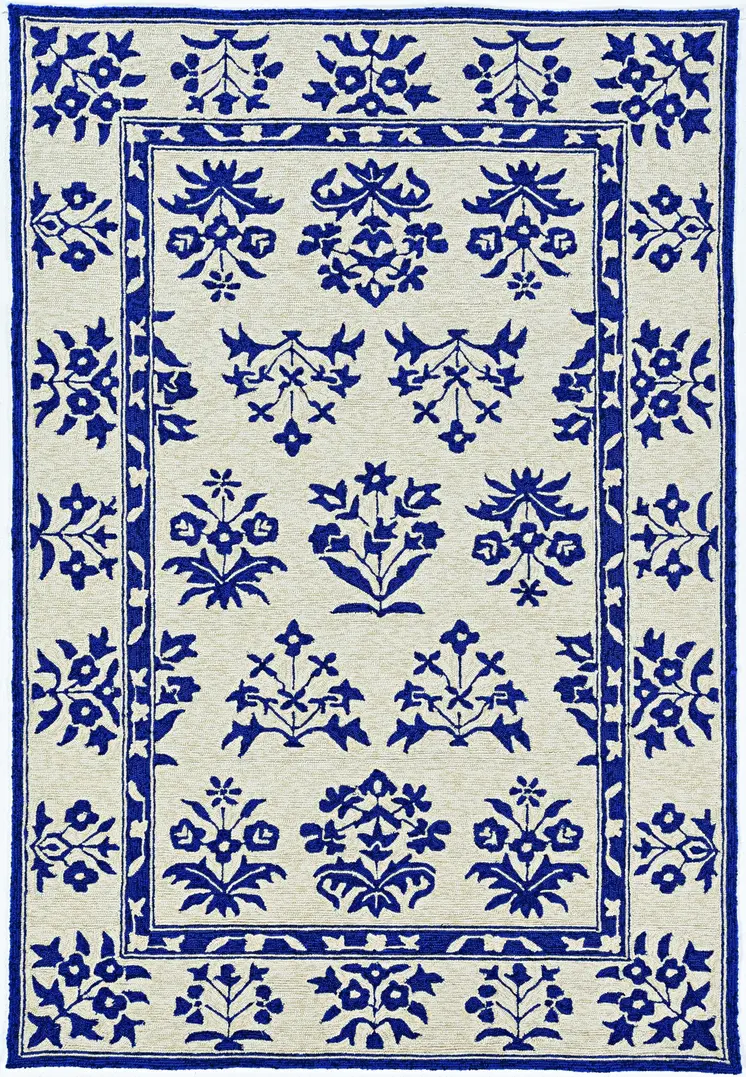 3' X 5' Blue Floral Indoor Outdoor Area Rug