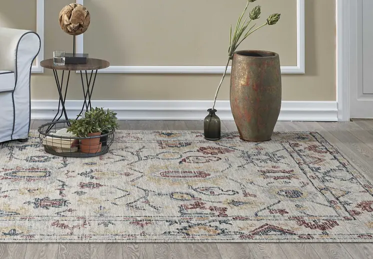 9' X 13' Ivory Hand Tufted Space Dyed Floral Traditional Indoor Area Rug