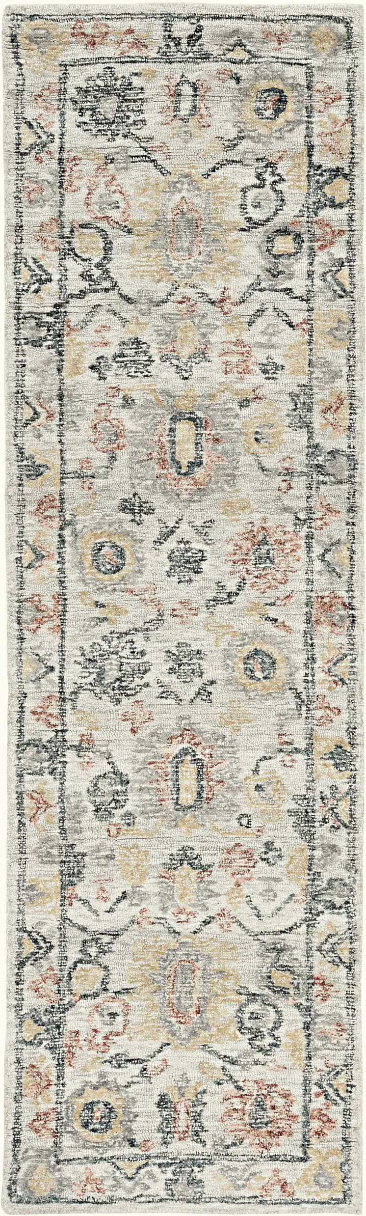 9' X 13' Ivory Hand Tufted Space Dyed Floral Traditional Indoor Area Rug