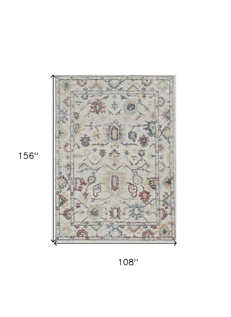 9' X 13' Ivory Hand Tufted Space Dyed Floral Traditional Indoor Area Rug