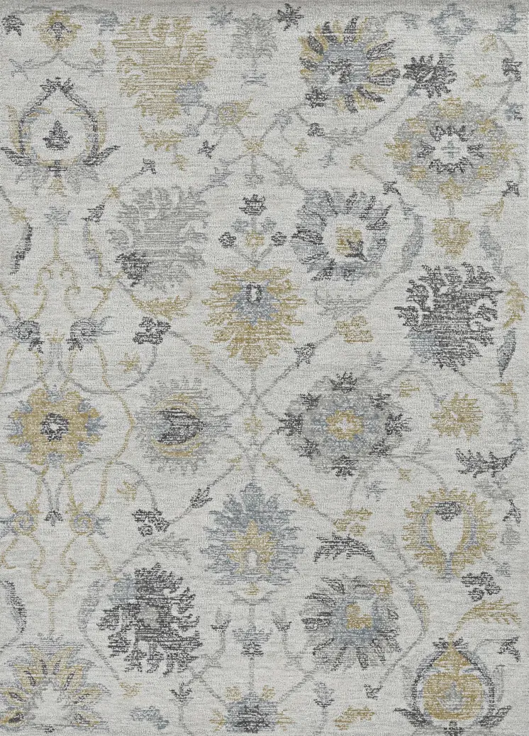 9' X 13' Ivory Wool Floral Hand Tufted Area Rug