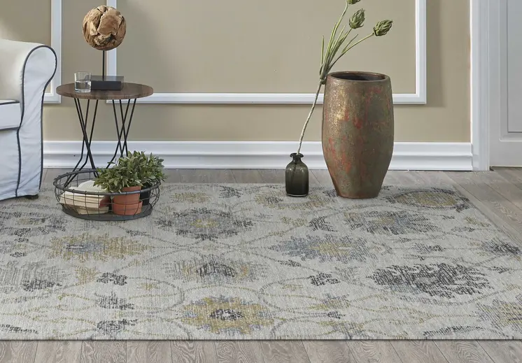 9' X 13' Ivory Wool Floral Hand Tufted Area Rug
