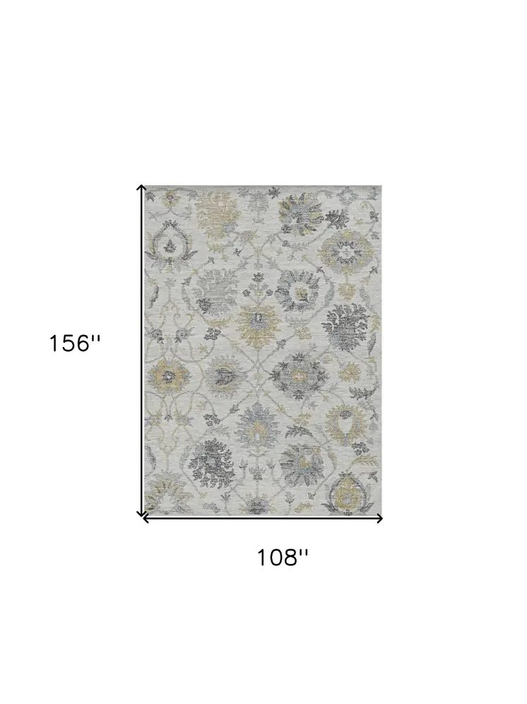 9' X 13' Ivory Wool Floral Hand Tufted Area Rug