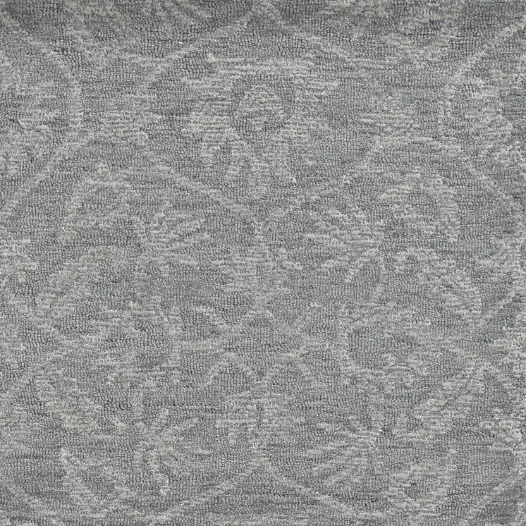 5' X 7' Gray And Light Gray Wool Floral Vines Hand Tufted Area Rug
