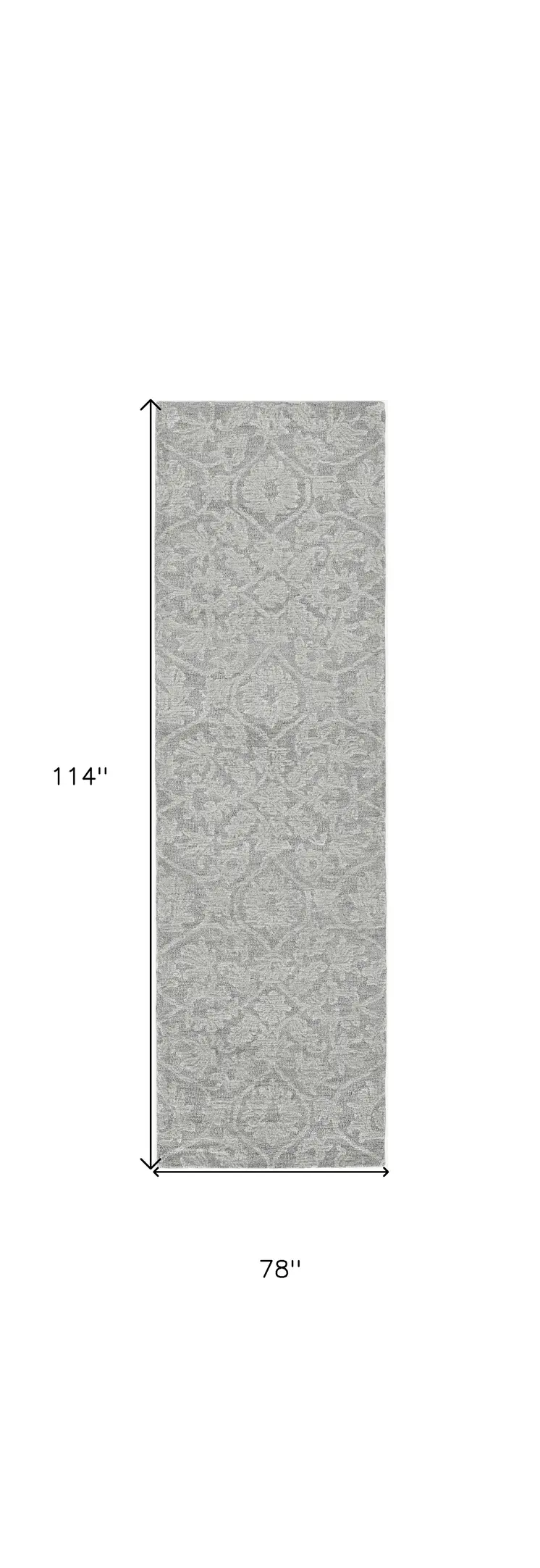 7' X 10' Gray and Light Gray Wool Floral Hand Tufted Area Rug