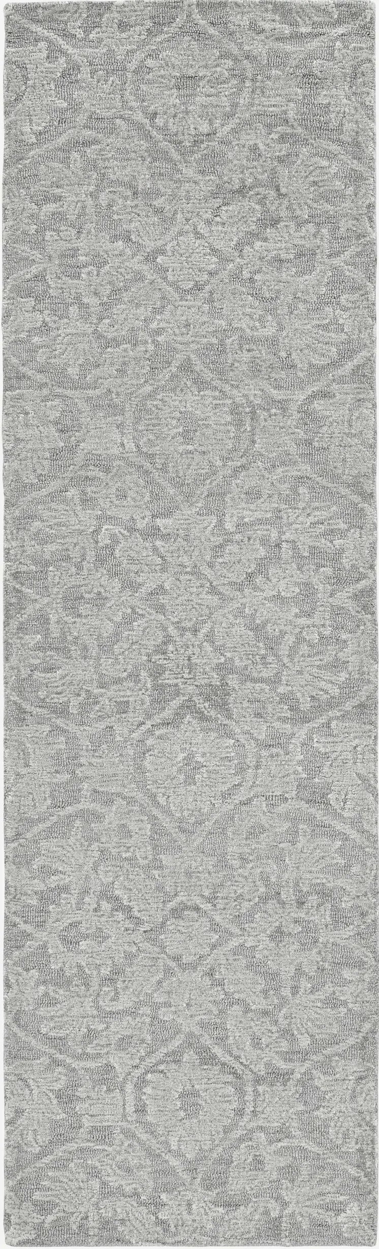 7' X 10' Gray and Light Gray Wool Floral Hand Tufted Area Rug