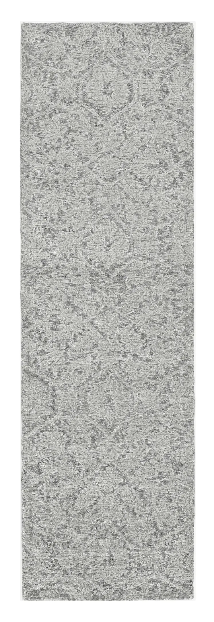 7' X 10' Gray and Light Gray Wool Floral Hand Tufted Area Rug