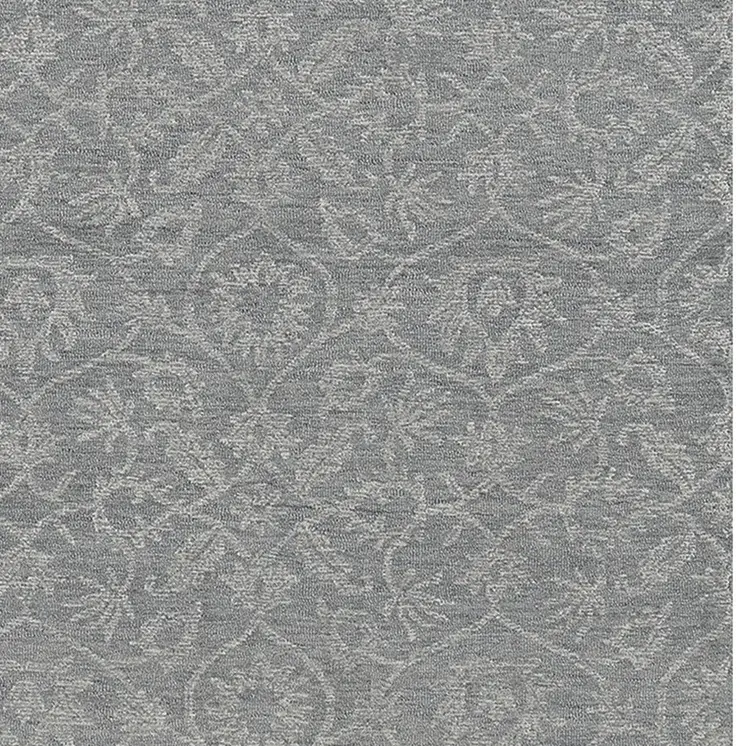 9' X 13' Grey Hand Tufted Space Dyed Floral Ogee Indoor Area Rug