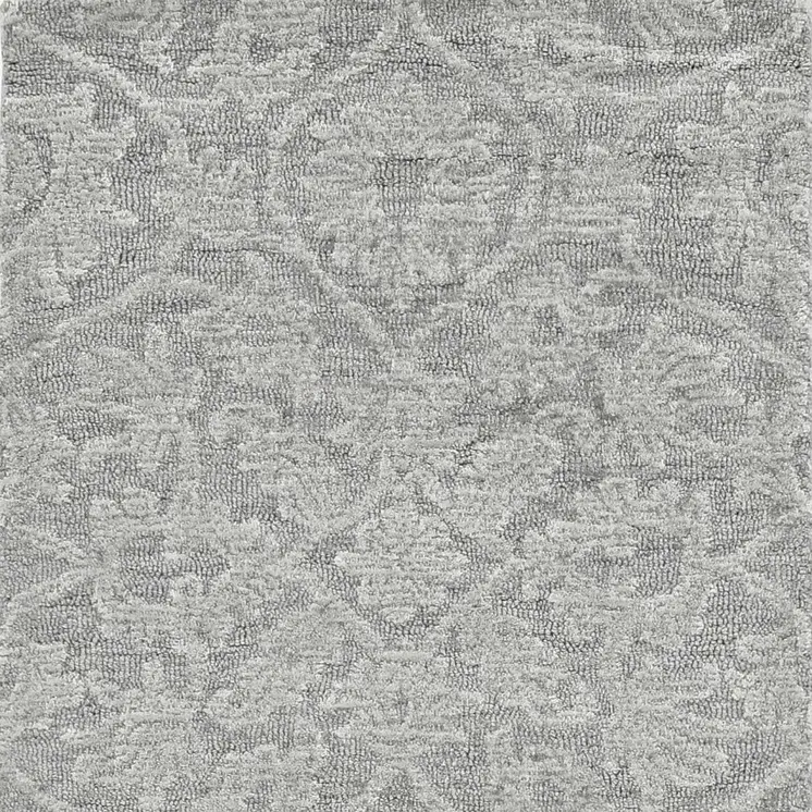 9' X 13' Grey Hand Tufted Space Dyed Floral Ogee Indoor Area Rug