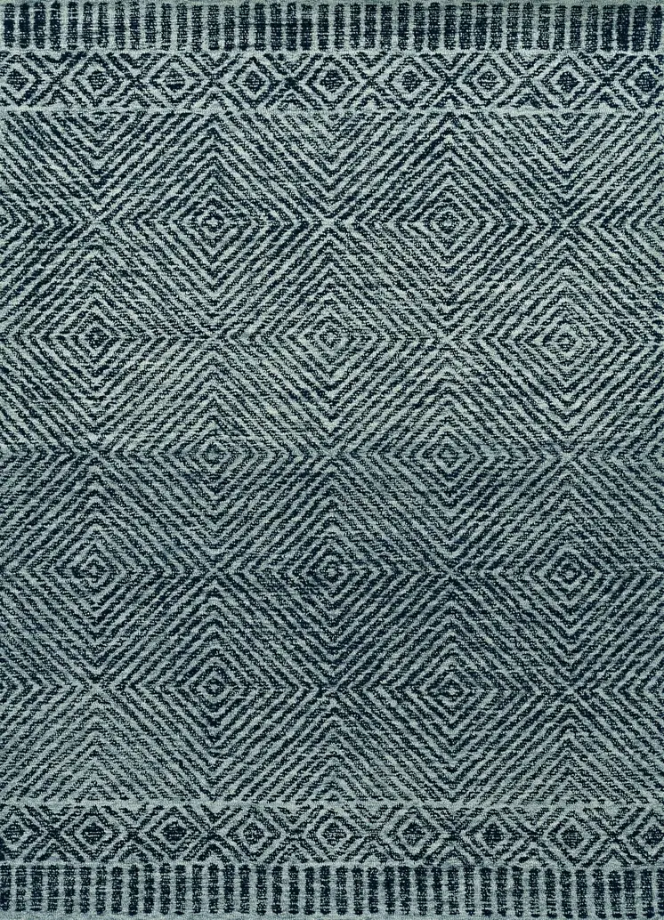 5' X 7' Gray And Black Wool Geometric Hand Tufted Area Rug