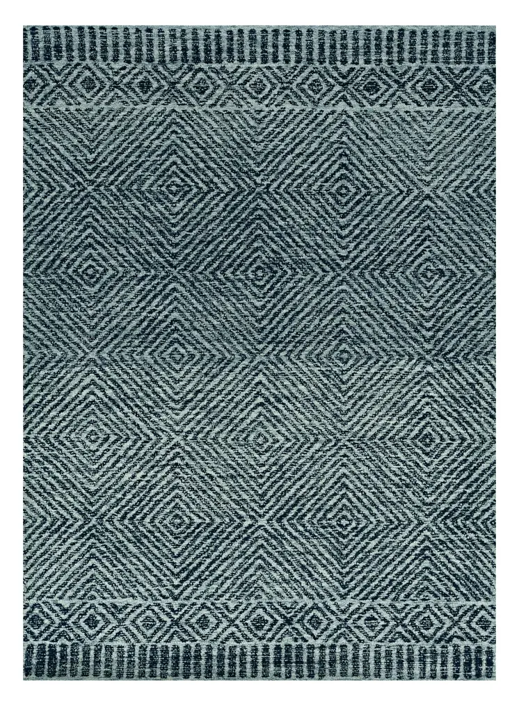 5' X 7' Gray And Black Wool Geometric Hand Tufted Area Rug