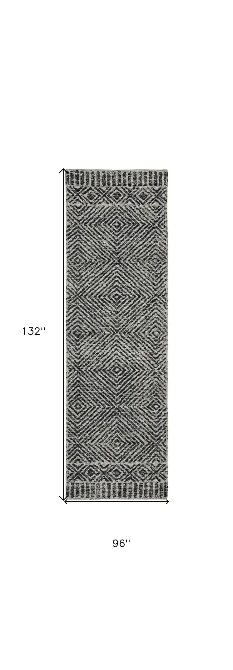 8' X 11' Gray And Black Wool Geometric Hand Tufted Area Rug