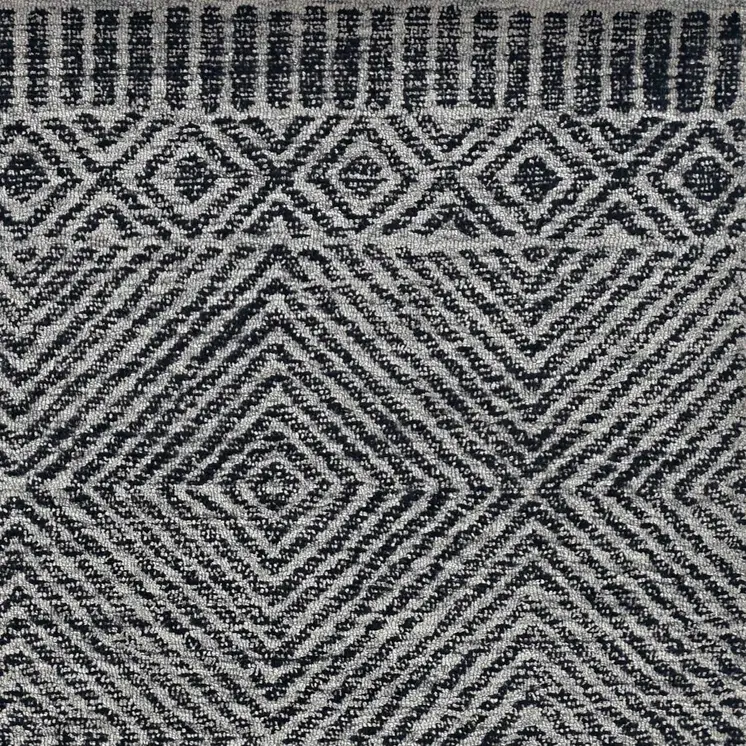 8' X 11' Gray And Black Wool Geometric Hand Tufted Area Rug