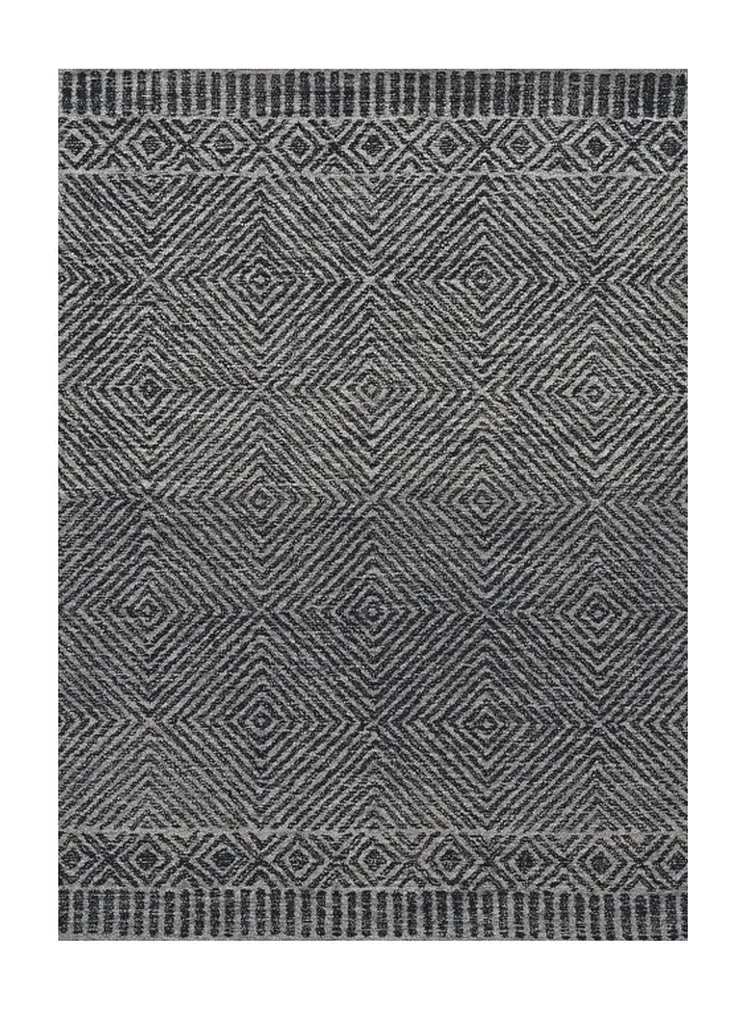 9' X 13' Gray And Black Wool Geometric Hand Tufted Area Rug