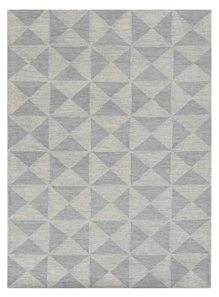 5' X 7' Ivory And Gray Wool Geometric Hand Tufted Area Rug