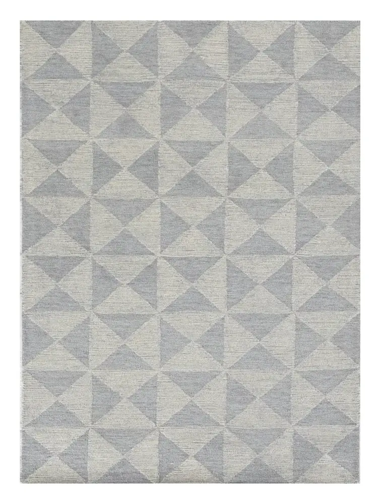 8' X 11' Gray and Light Gray Wool Geometric Hand Tufted Area Rug