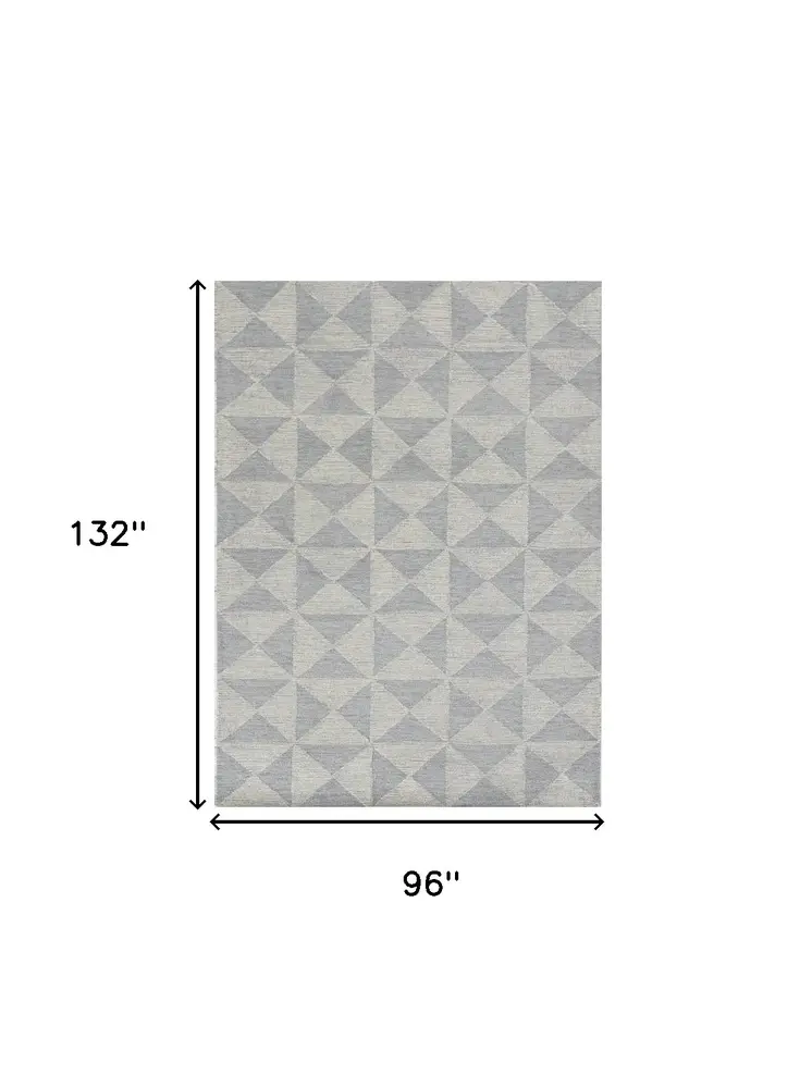 8' X 11' Gray and Light Gray Wool Geometric Hand Tufted Area Rug