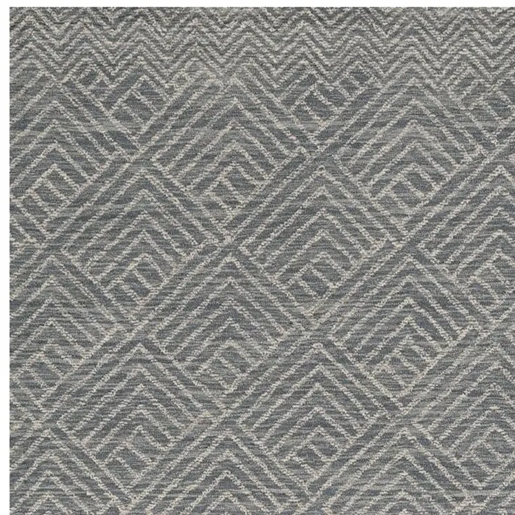5' X 7' Denim Blue And Gray Wool Geometric Hand Tufted Area Rug