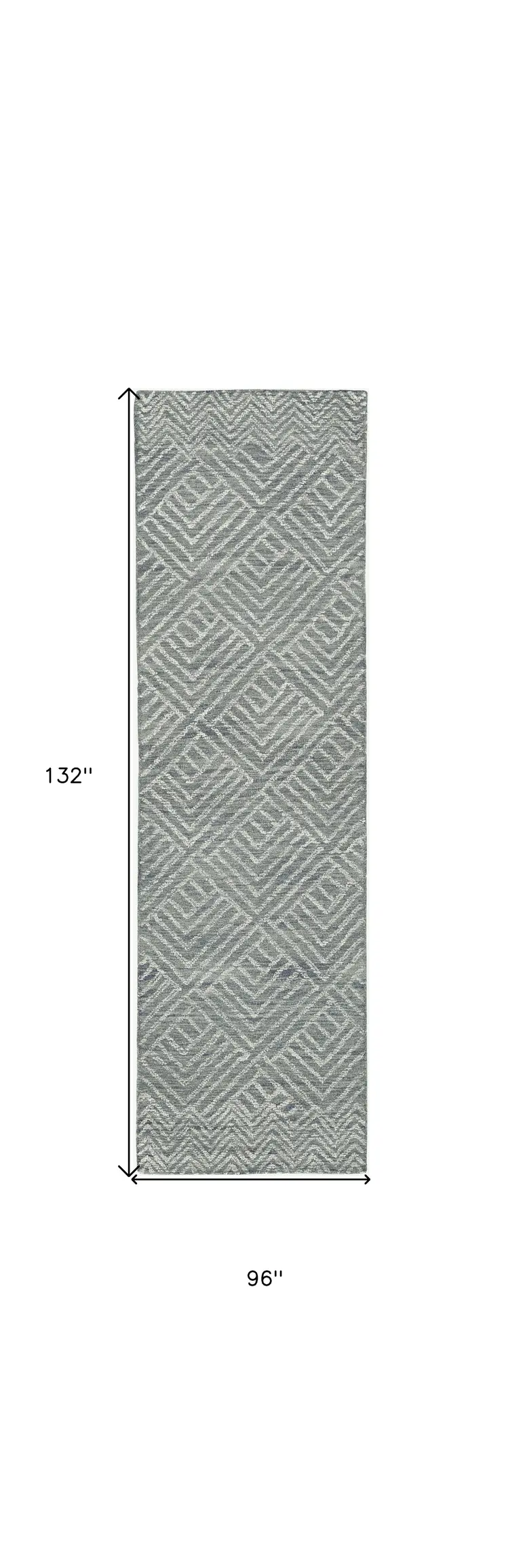 8' X 11' Gray Wool Geometric Hand Tufted Area Rug