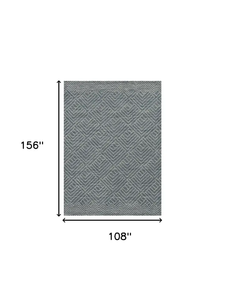 9' X 13' Gray Wool Geometric Hand Tufted Area Rug
