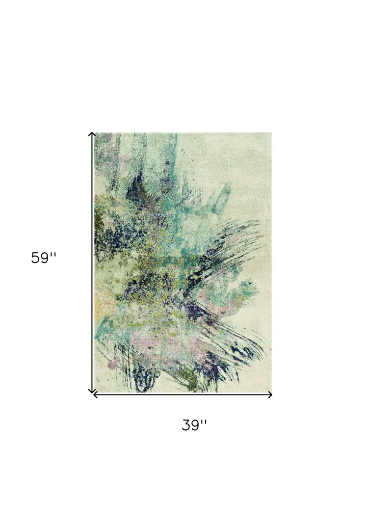 3' X 5' Ivory Abstract Area Rug