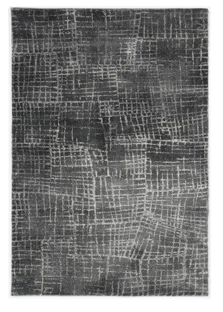 5' X 8' Gray And Dark Gray Abstract Distressed Area Rug