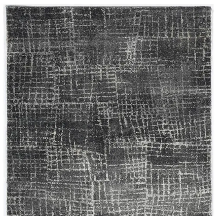 5' X 8' Gray And Dark Gray Abstract Distressed Area Rug