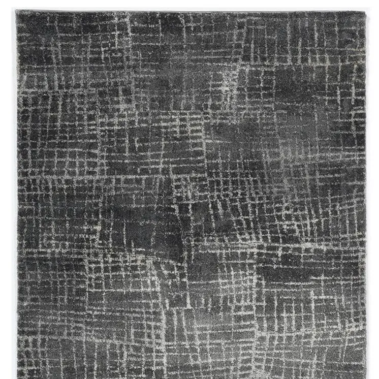 5' X 8' Gray And Dark Gray Abstract Distressed Area Rug