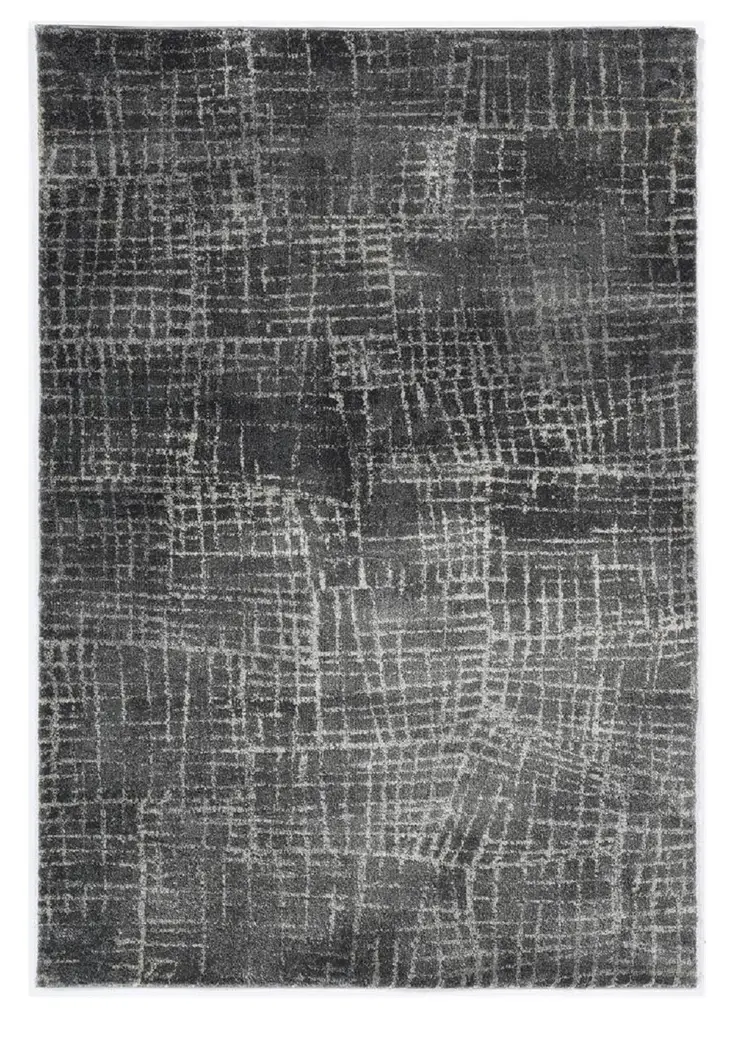 5' X 8' Gray And Dark Gray Abstract Distressed Area Rug