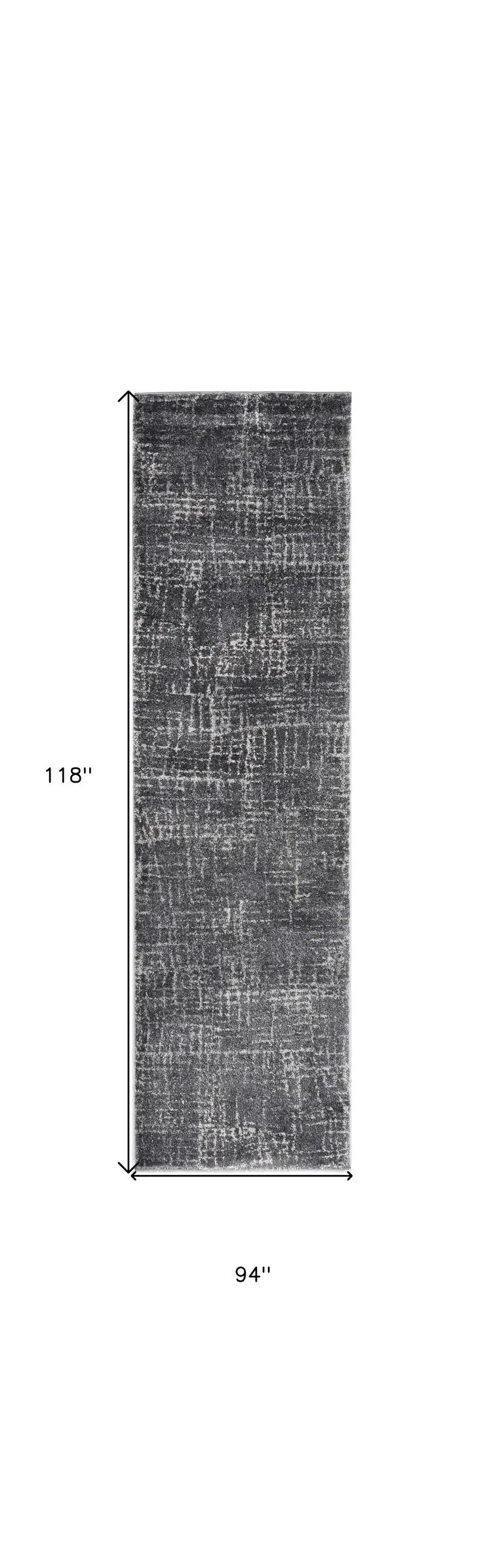 8' X 10' Gray And Dark Gray Abstract Distressed Area Rug