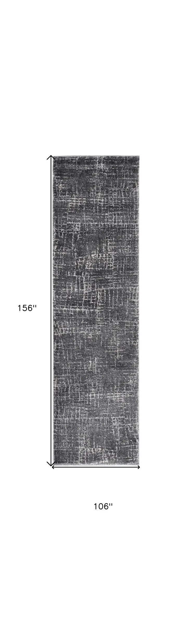 9' X 13' Gray And Dark Gray Abstract Distressed Area Rug