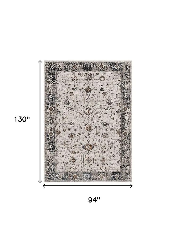 8' X 11' Gray and Ivory Area Rug