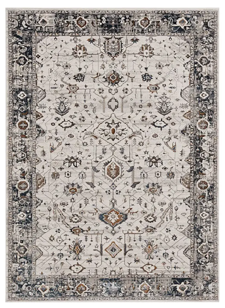 8' X 11' Gray and Ivory Area Rug