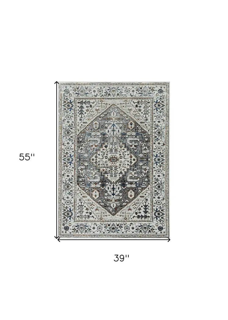3' X 5' Grey Parisian Area Rug