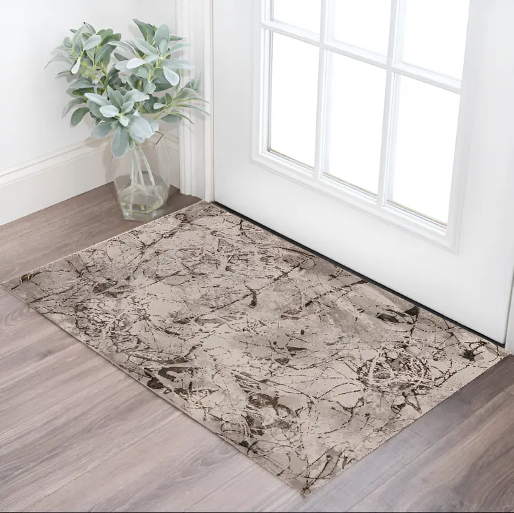 3' X 5' Gray and Ivory Abstract Area Rug