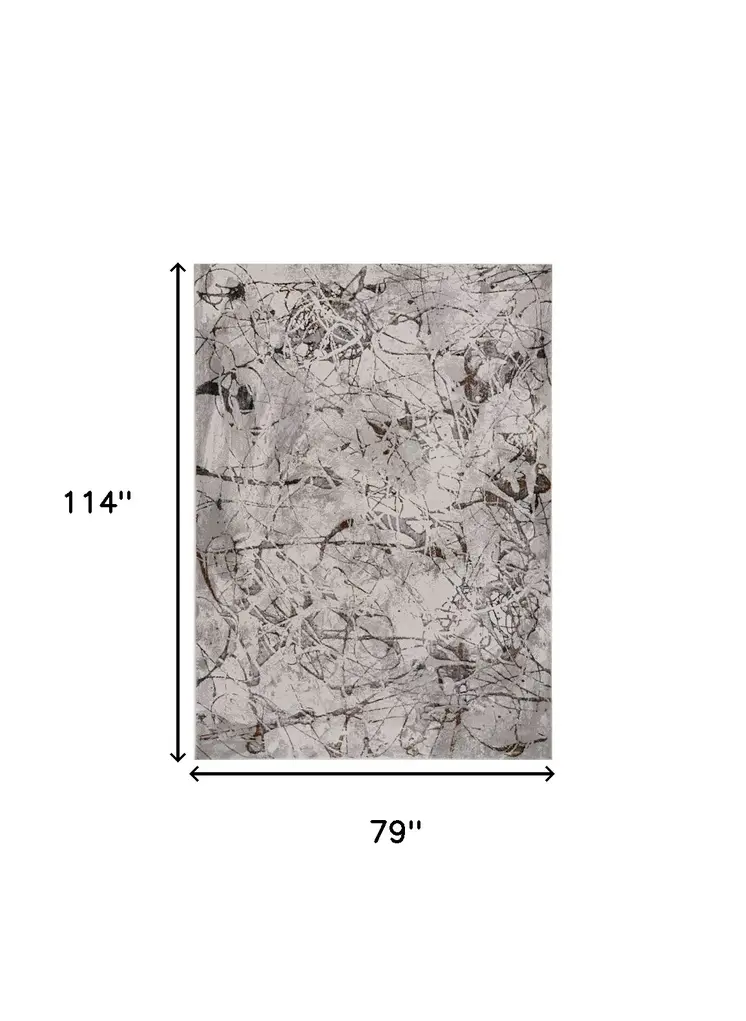 6' X 9' Ivory Gray and Brown Abstract Area Rug