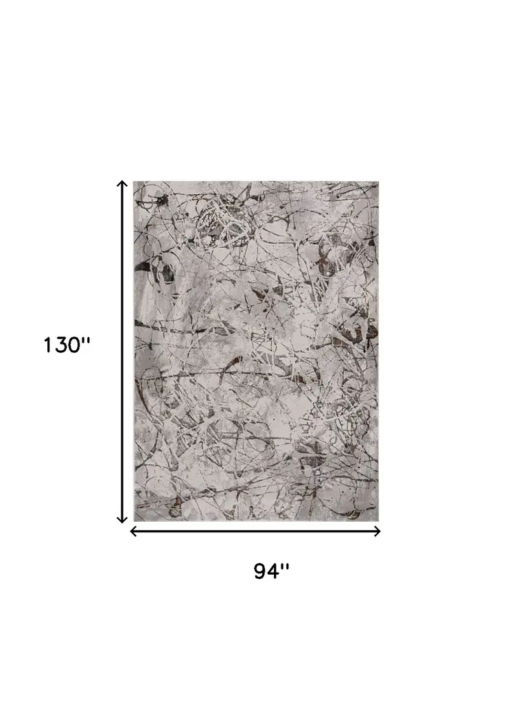 8' X 11' Ivory Gray and Brown Abstract Area Rug