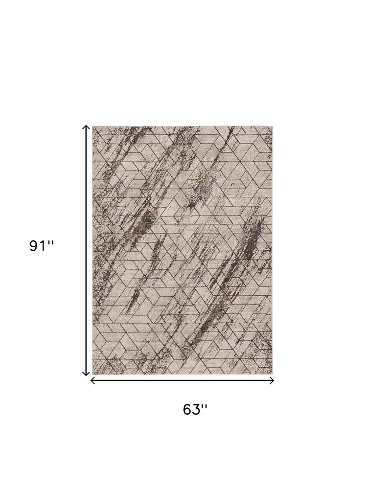 5' X 8' Ivory And Gray Abstract Area Rug