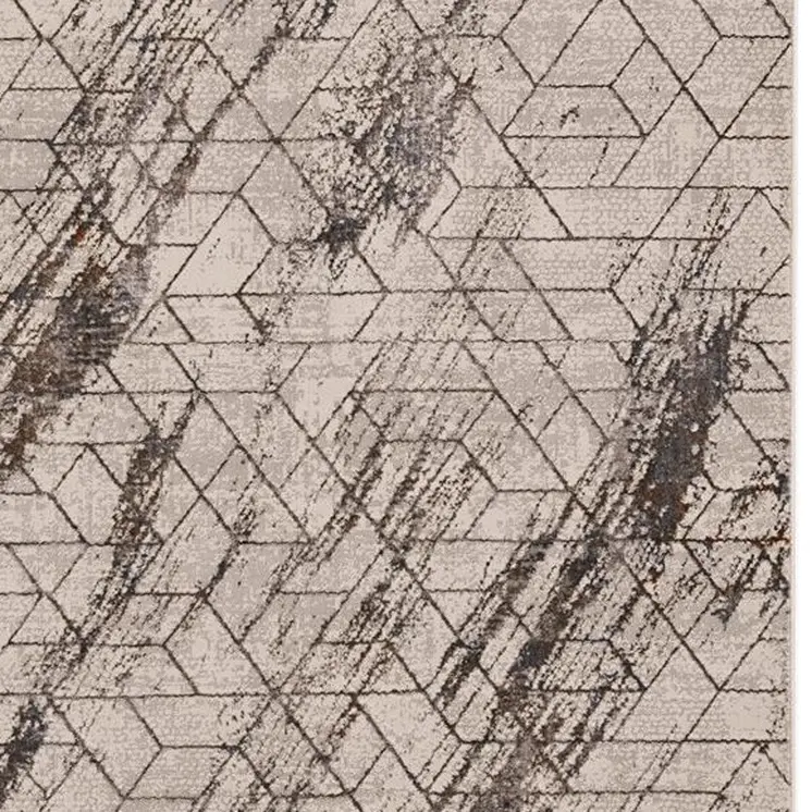 7' X 10' Ivory And Brown Geometric Area Rug