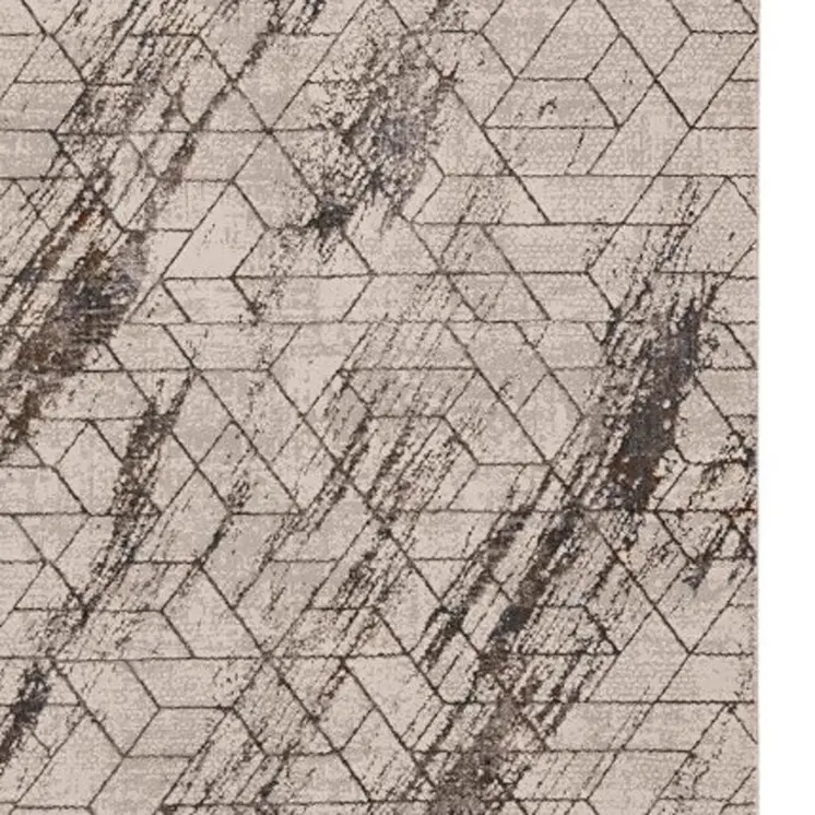 8' X 11' Ivory And Brown Geometric Area Rug