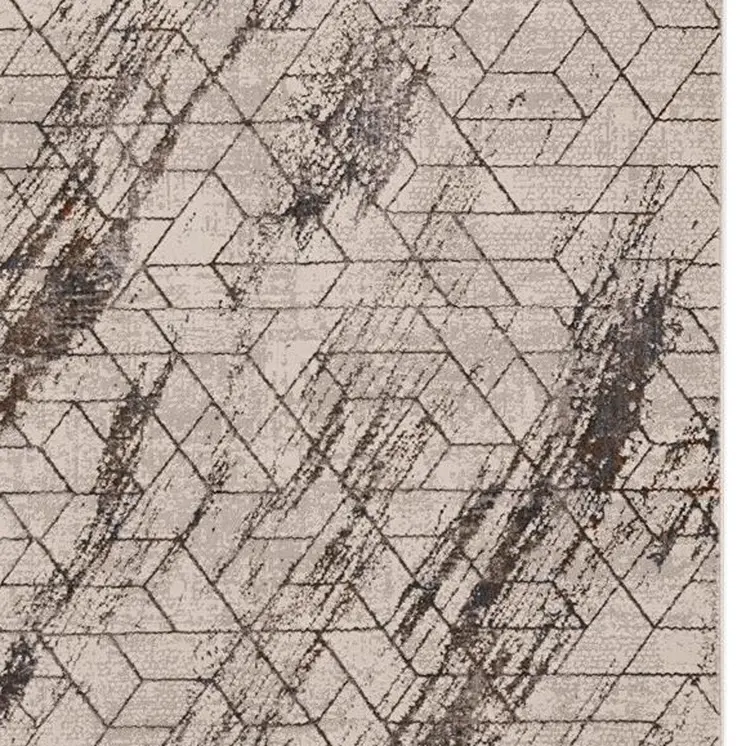 8' X 11' Ivory And Brown Geometric Area Rug
