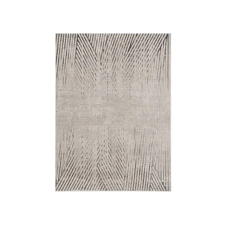 3' X 5' Ivory Or Grey Geometric Lines Area Rug
