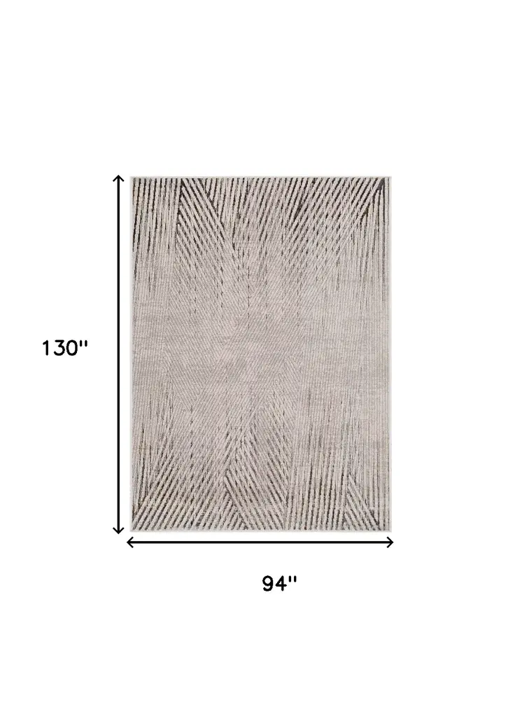8' X 11' Gray And Ivory Geometric Area Rug