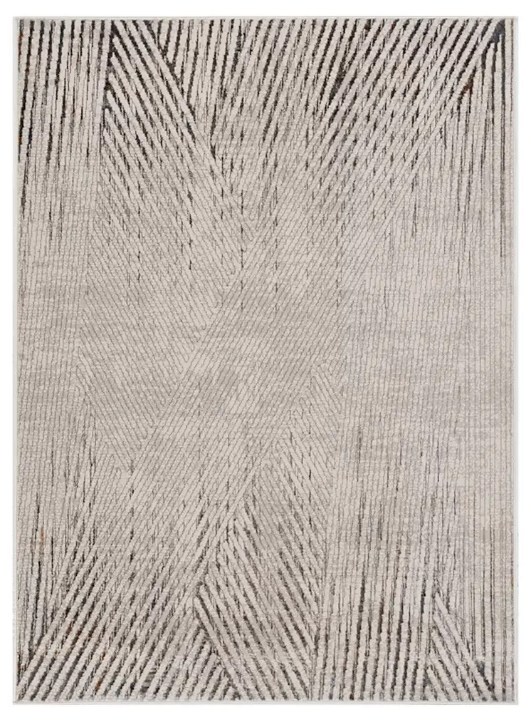 8' X 11' Gray And Ivory Geometric Area Rug