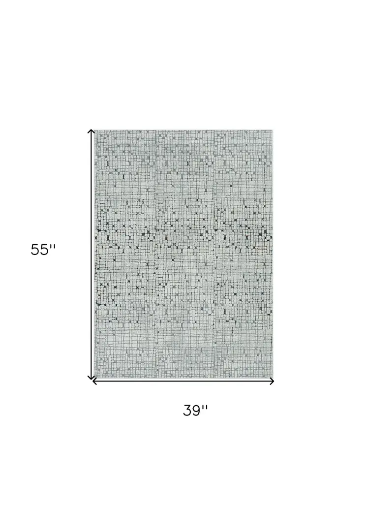 3' X 5' Grey Mosaic Area Rug