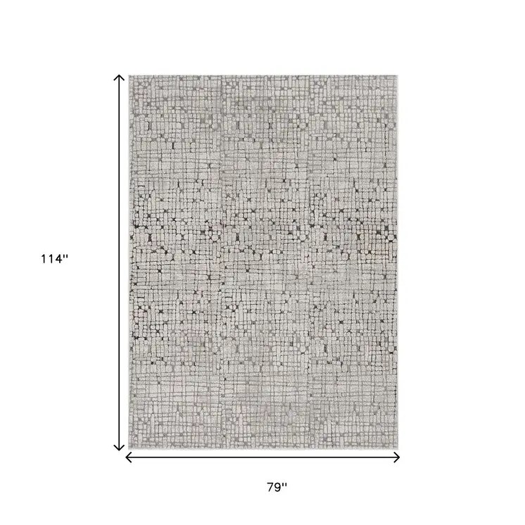 7' X 10' Gray And Black Abstract Area Rug